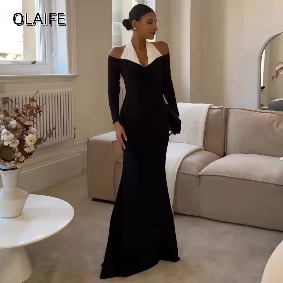 Velvet Halter Buttons Prom Dresses Customized Long Sleeve Mermaid Sweep Train Dresses For Special Occasions vestidos de gala
Velvet Halter Buttons Prom Dresses Customized Long Sleeve Mermaid Sweep Train Dresses For Special Occasions vestidos de gala