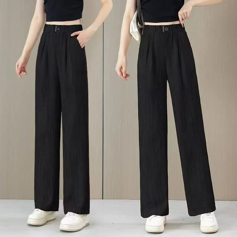 Women's High Waist Ice Silk Wide Leg Pants Casual Loose Straight Leg Summer Trousers
Women's High Waist Ice Silk Wide Leg Pants Casual Loose Straight Leg Summer Trousers