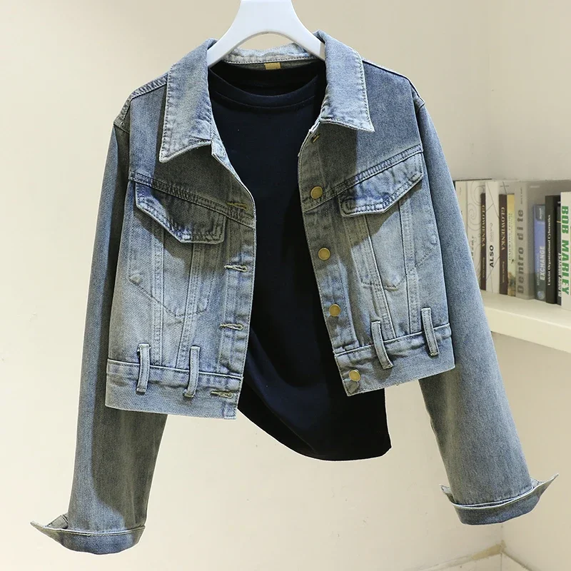 Autumn Vintage Blue Denim Jacket Coat Women Loose Short Cowboy Outerwear Turndown Big Pocket Long Sleeve Jeans Jackets Female
Autumn Vintage Blue Denim Jacket Coat Women Loose Short Cowboy Outerwear Turndown Big Pocket Long Sleeve Jeans Jackets Female