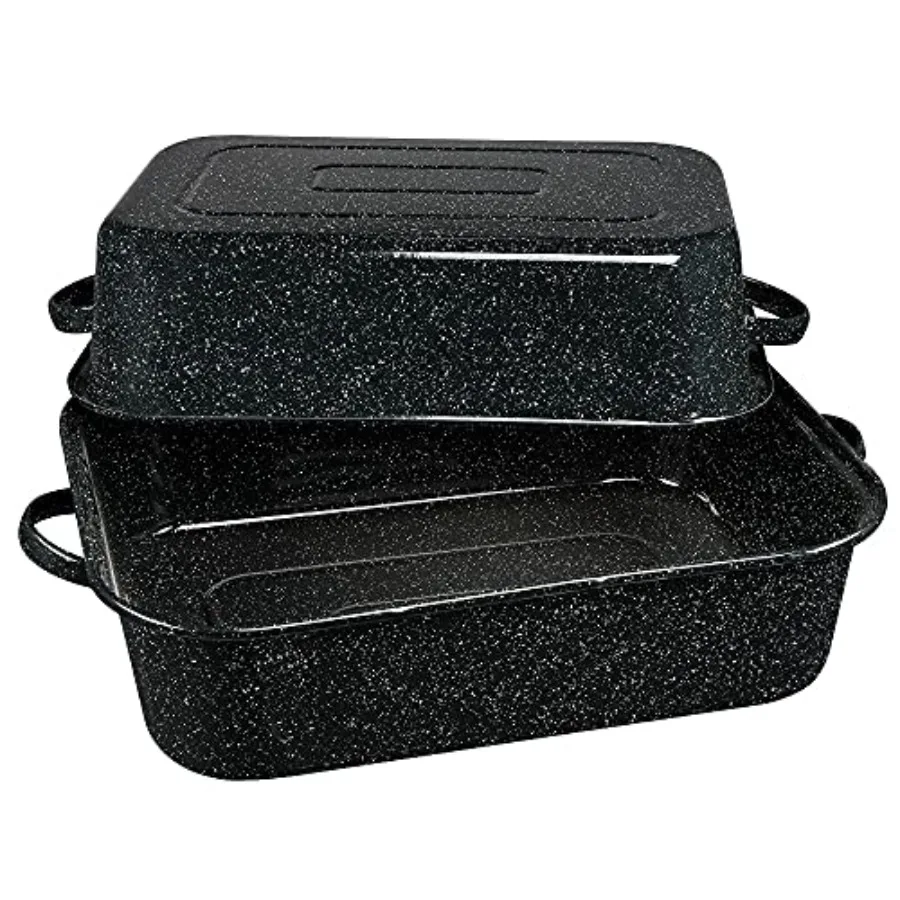 19-Inch Covered Rectangular Roaster - Enamel Steel Cookware Nonstick and Chemical-Free Dishwasher Safe - 25 Lb Capacity Large R
19-Inch Covered Rectangular Roaster - Enamel Steel Cookware Nonstick and Chemical-Free Dishwasher Safe - 25 Lb Capacity Large R