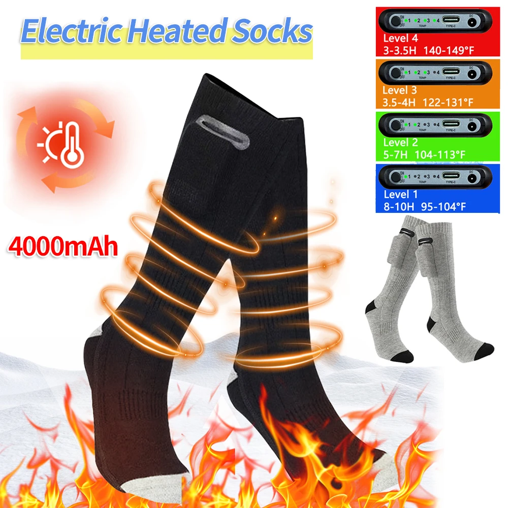 Outdoor Winter Electric Heated Socks 4000mAh Rechargeable Thermal Heating Boot 3 Modes For Skiing Camping Cycling Socks 3.7V
Outdoor Winter Electric Heated Socks 4000mAh Rechargeable Thermal Heating Boot 3 Modes For Skiing Camping Cycling Socks 3.7V