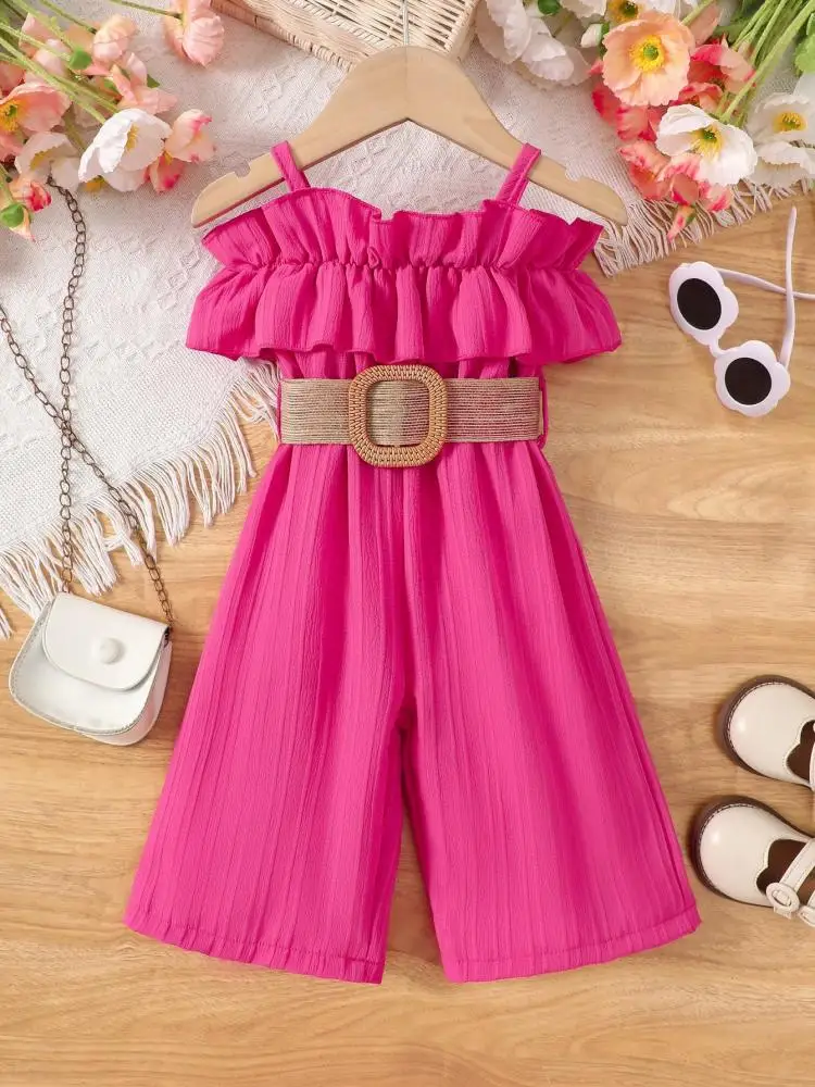 New Girls' One-Piece Rompers Summer Fashion Casual Vacation Kid's Off Shoulder Jumpsuit With Belt Pants Children's Clothing
New Girls' One-Piece Rompers Summer Fashion Casual Vacation Kid's Off Shoulder Jumpsuit With Belt Pants Children's Clothing 