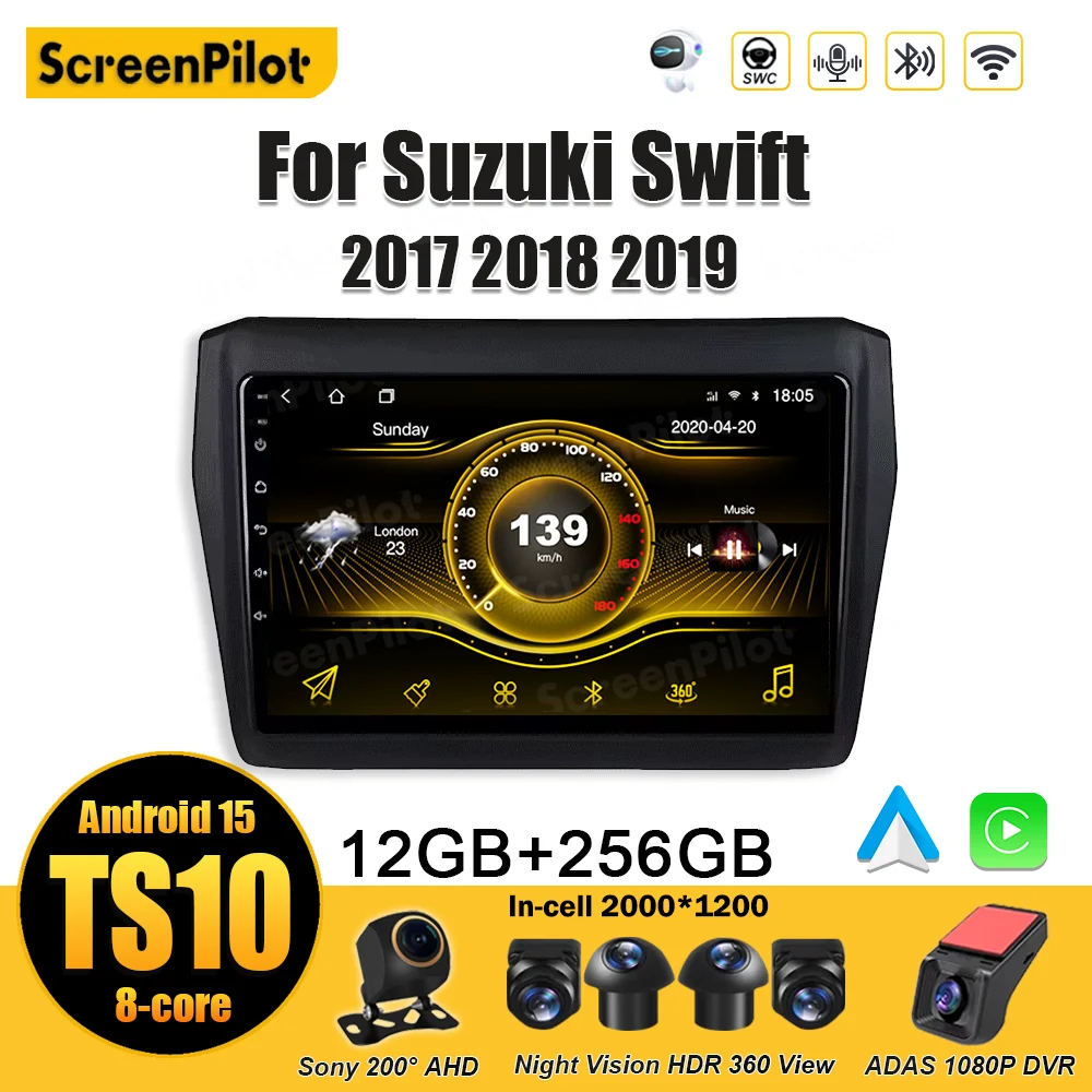 For Suzuki Swift 2017 2018 2019 Android 15 Car Radio Multimedia Video Player GPS Navigation Bluetooth Touch Screen 8 Core DSP
For Suzuki Swift 2017 2018 2019 Android 15 Car Radio Multimedia Video Player GPS Navigation Bluetooth Touch Screen 8 Core DSP