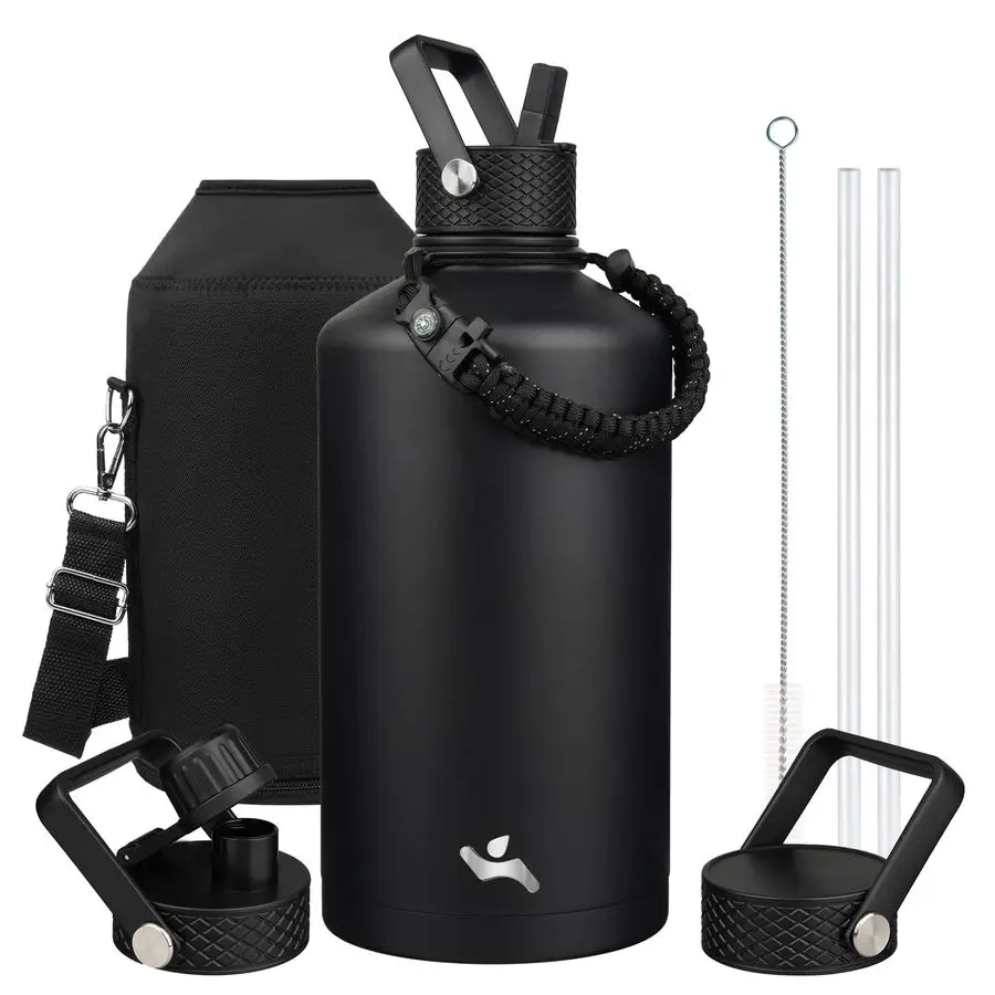 Изолированная бутылка для воды с соломинкой, кувшин для воды с 3 крышками на 128 унций и сумкой для переноски, ручка для паракорда, вакуумная нержавеющая сталь с двойными стенками
Изолированная бутылка для воды с соломинкой, кувшин для воды с 3 крышками на 128 унций и сумкой для переноски, ручка для паракорда, вакуумная нержавеющая сталь с двойными стенками