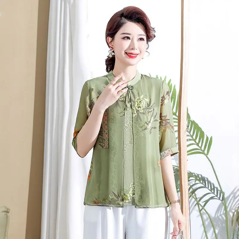Mother's Summer Shirt Mid-Sleeve Loose Blouse Senior Women's Summer Fake Two-Piece T-Shirt Top Stomach Covering Base Shirt
Mother's Summer Shirt Mid-Sleeve Loose Blouse Senior Women's Summer Fake Two-Piece T-Shirt Top Stomach Covering Base Shirt