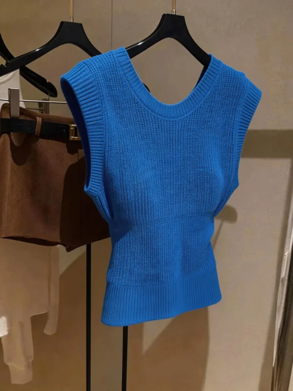 Dopamine Blue Sleeveless round Neck Knitted Vest Women's Summer Slimming Versatile Shoulder Top Cleanfit Soft Wool Blend
Dopamine Blue Sleeveless round Neck Knitted Vest Women's Summer Slimming Versatile Shoulder Top Cleanfit Soft Wool Blend