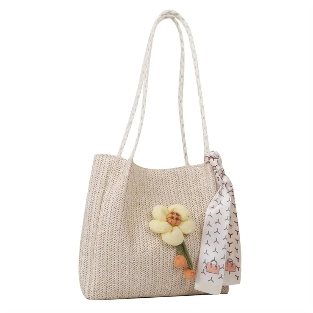Simple Flower Straw Woven Tote Bag Ribbon Solid Color Beach Shoulder Bag Balletcore Multifunctional Women Handbag Girls
Simple Flower Straw Woven Tote Bag Ribbon Solid Color Beach Shoulder Bag Balletcore Multifunctional Women Handbag Girls