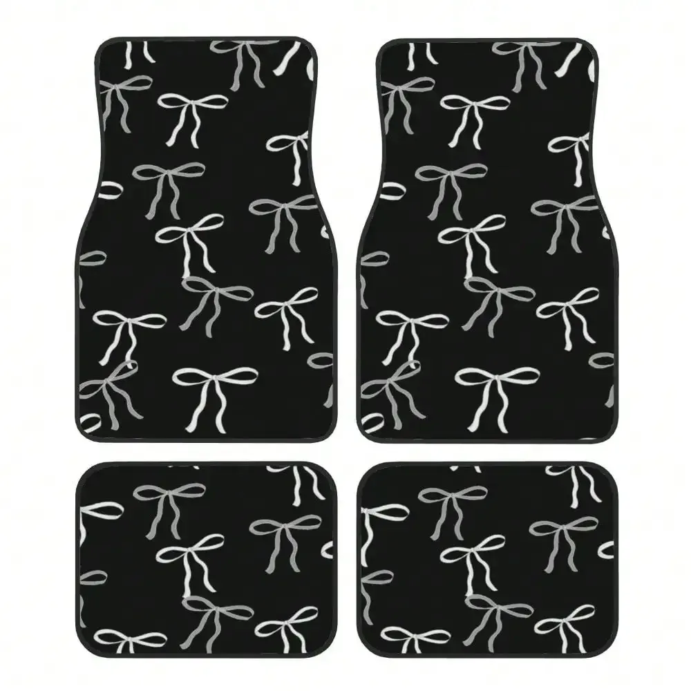 4pcs white bow pattern car floor mats - stylish and durable, universal for all vehicles, front and rear seat floor mats
4pcs white bow pattern car floor mats - stylish and durable, universal for all vehicles, front and rear seat floor mats