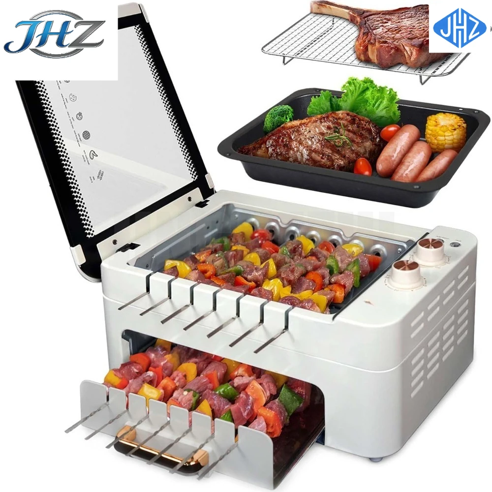 JHZ for Hot-Sell!3 In 1 Indoor BBQ Kabob Skewers Grill,Smokeless Auto 360° Rotating Electric Barbecue w/Removable Lid,Dual Zone
JHZ for Hot-Sell!3 In 1 Indoor BBQ Kabob Skewers Grill,Smokeless Auto 360° Rotating Electric Barbecue w/Removable Lid,Dual Zone