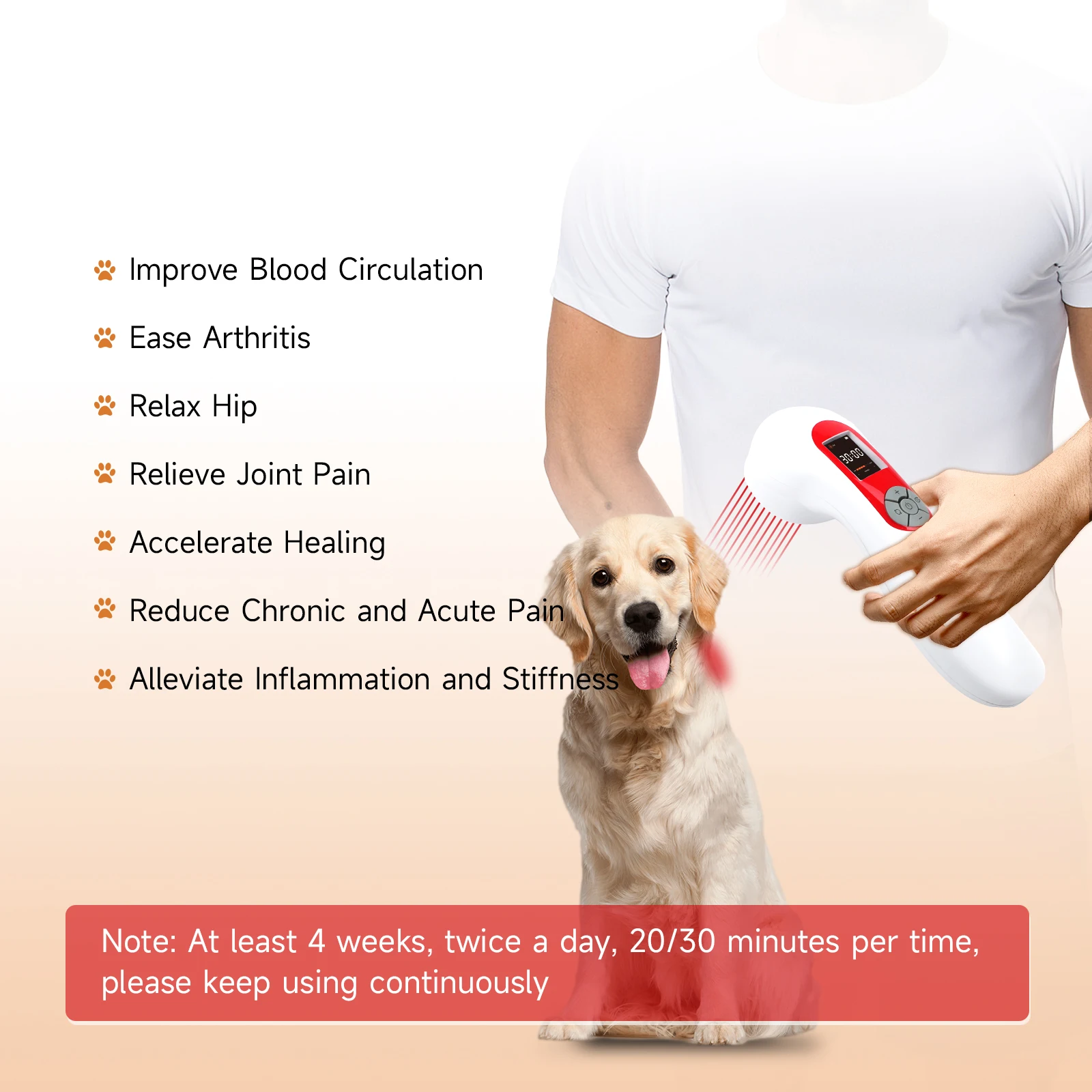 STLFWhite Handheld 650nm LaserssTreatment Device, Home Care LED Light Source Beauty Massage Equipment for Pets and Human Health
STLFWhite Handheld 650nm LaserssTreatment Device, Home Care LED Light Source Beauty Massage Equipment for Pets and Human Health
