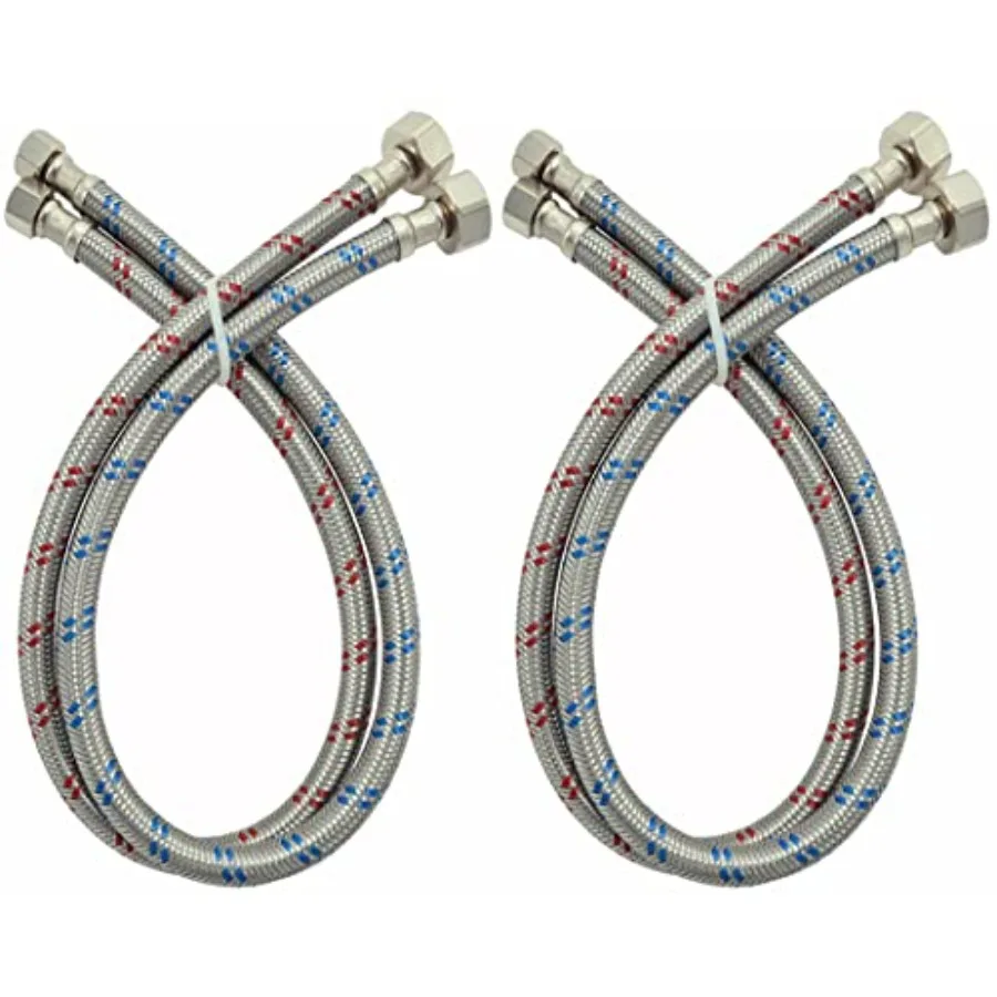 4 PCS Sink Faucet Hose 24 inch with 3/8" Comp x 1/2" FIP Connector, Braided Stainless Steel Water Supply Line for Kitchen and B
4 PCS Sink Faucet Hose 24 inch with 3/8" Comp x 1/2" FIP Connector, Braided Stainless Steel Water Supply Line for Kitchen and B