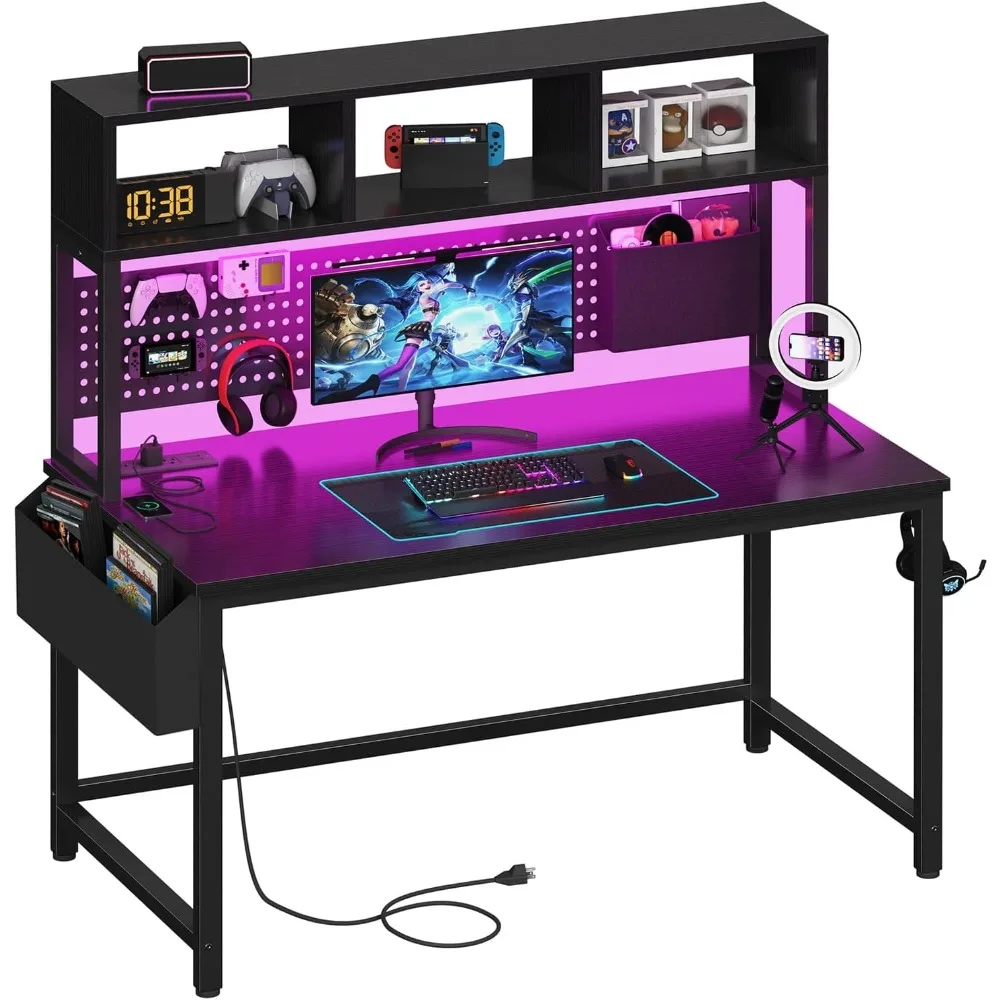 Black Gaming Desk with Hutch and Pegboard - Computer Desk with Power Outlets,47 Inch Modern Study Desk with Pegboard Storage Bag
Black Gaming Desk with Hutch and Pegboard - Computer Desk with Power Outlets,47 Inch Modern Study Desk with Pegboard Storage Bag
