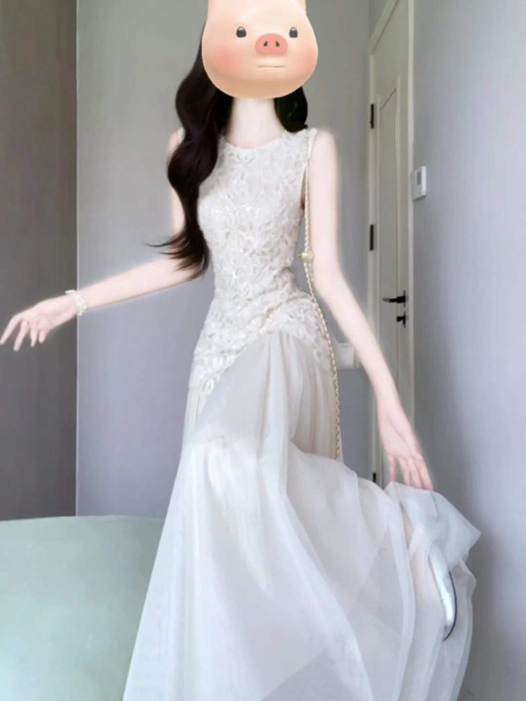 Gentle Wind Beautiful Slimming Fairy Long Dress Exquisite Women's Summer Dress Cotton Blend No-Sleeve round Neck Gown
Gentle Wind Beautiful Slimming Fairy Long Dress Exquisite Women's Summer Dress Cotton Blend No-Sleeve round Neck Gown
