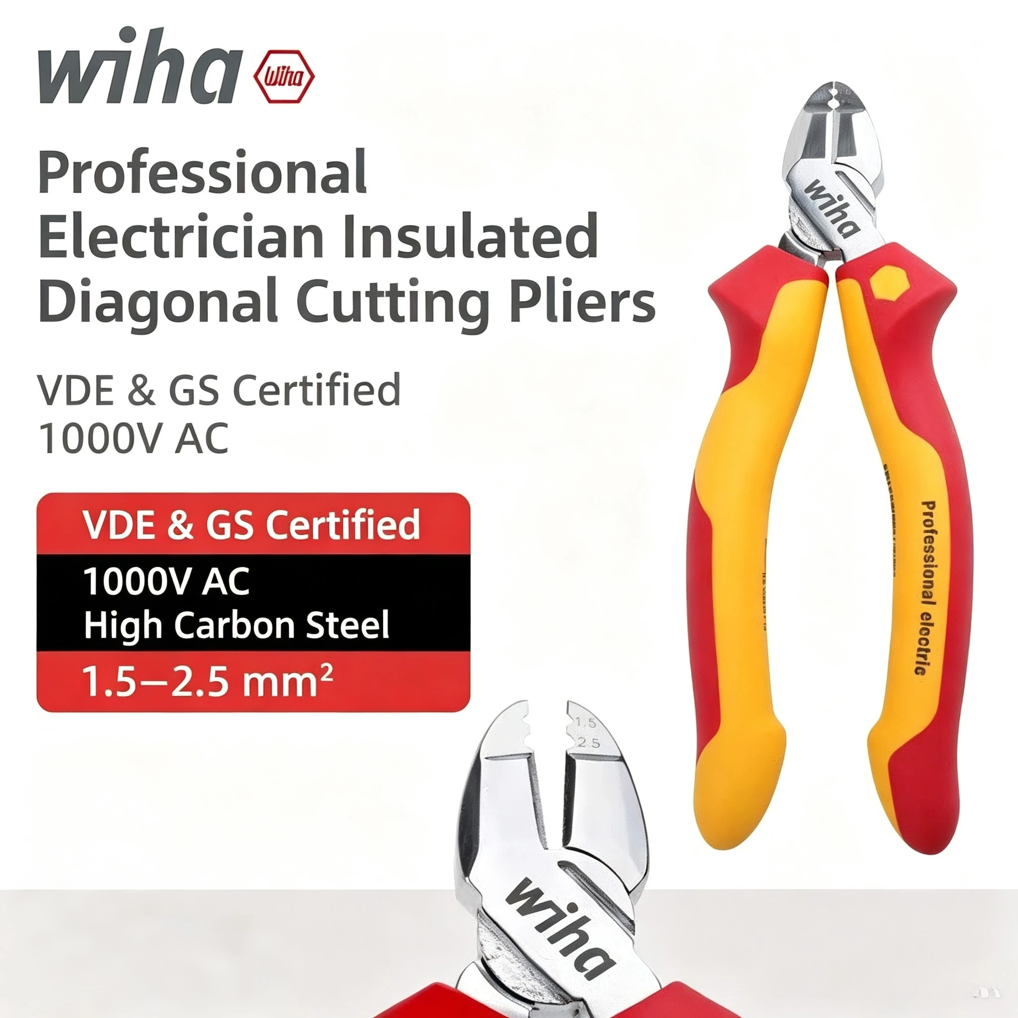 Wiha 26745 160mm VDE Diagonal Cutters with Stripping HolesHigh-Leverage Diagonal Cutting PliersSoft Grip 1000V Z14006
Wiha 26745 160mm VDE Diagonal Cutters with Stripping HolesHigh-Leverage Diagonal Cutting PliersSoft Grip 1000V Z14006