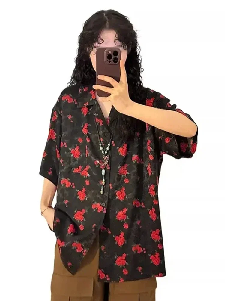 Японская рубашка с винтажным принтом, женская свободная блузка Harajuku Y2k, уличная одежда в стиле ретро с коротким рукавом, летние женские новые универсальные топы
Японская рубашка с винтажным принтом, женская свободная блузка Harajuku Y2k, уличная одежда в стиле ретро с коротким рукавом, летние женские новые универсальные топы