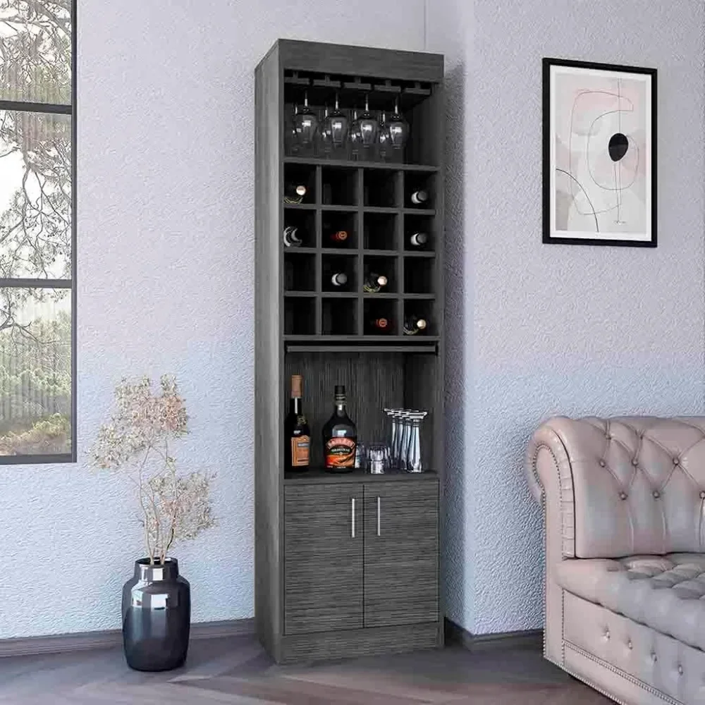 Tall Bar Cabinet with 16 Wine Racks and Glasses Holder, Farmhouse Liquor Cabinet with 2 Doors, Open Shelf, Pull-Out Tray
Tall Bar Cabinet with 16 Wine Racks and Glasses Holder, Farmhouse Liquor Cabinet with 2 Doors, Open Shelf, Pull-Out Tray