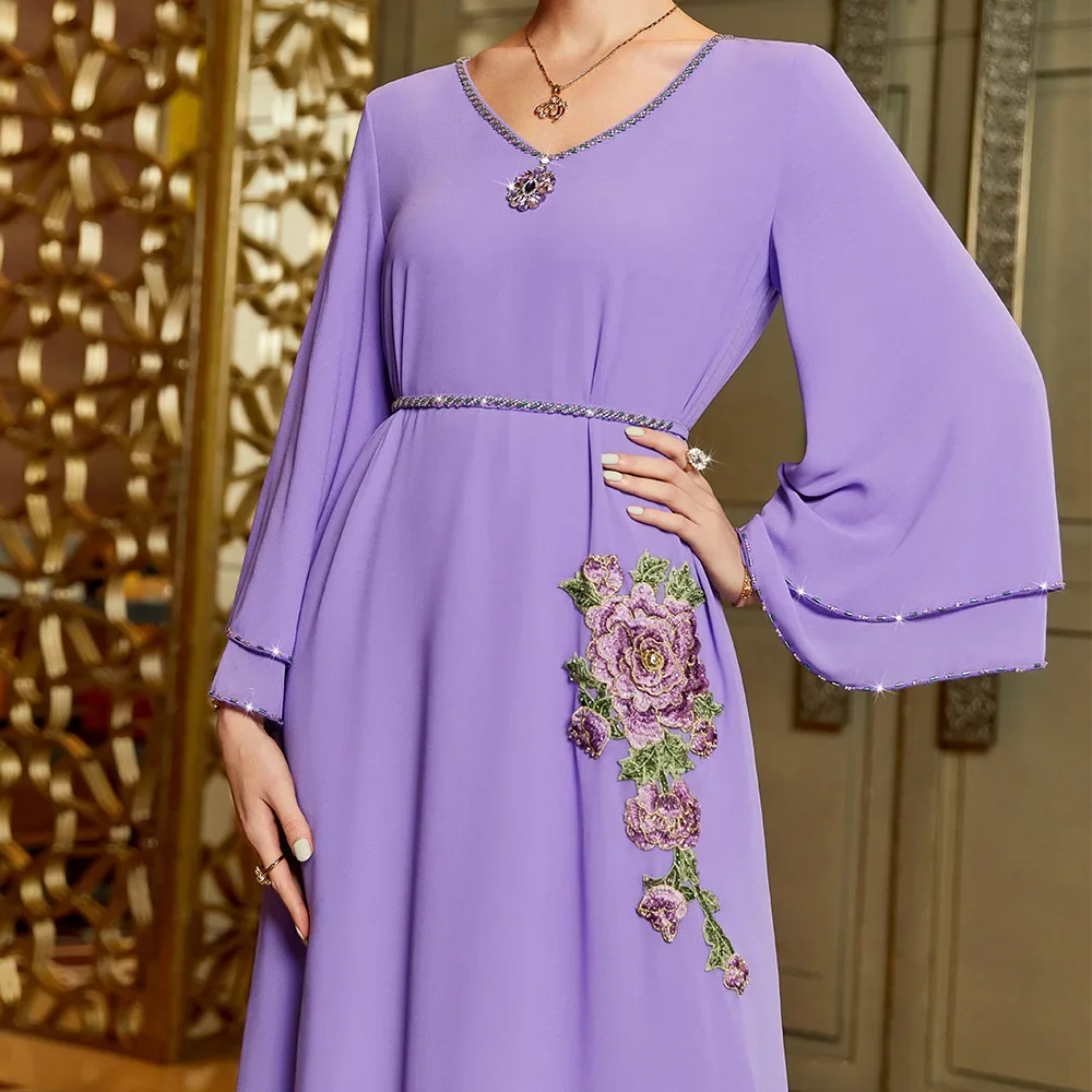 Eid Mubarak Elegant Women Embroidery Abaya Chiffon Diamonds Dress Dubai Kaftan Islam Evening Party Jalabiya Gown Vestidos Kebaya
Eid Mubarak Elegant Women Embroidery Abaya Chiffon Diamonds Dress Dubai Kaftan Islam Evening Party Jalabiya Gown Vestidos Kebaya