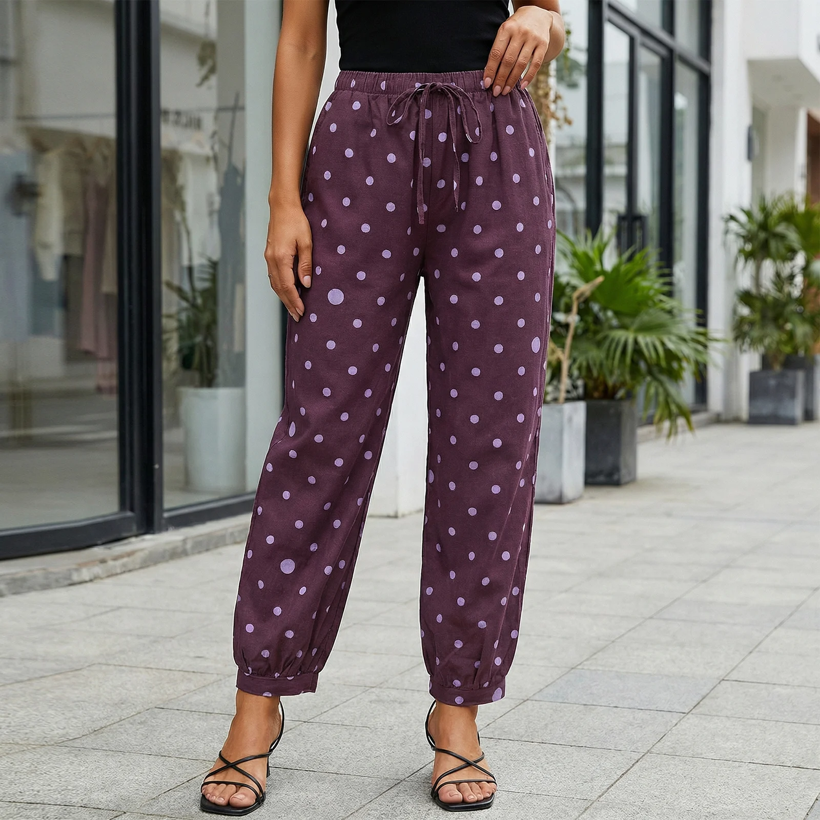Spring Summer Women's Loose Fit Pants Dots Print Drawstring Elastic Waist Lantern Trousers Casual Lounge Long Pants
Spring Summer Women's Loose Fit Pants Dots Print Drawstring Elastic Waist Lantern Trousers Casual Lounge Long Pants
