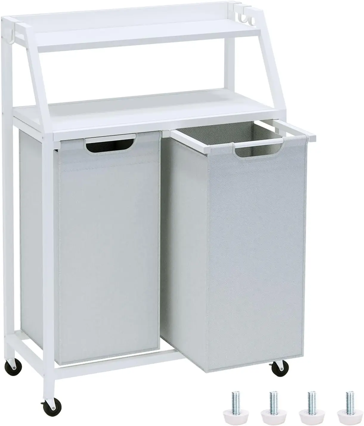 Rolling Laundry Hamper 2 Section, 2×14.5 Gal, Removable Bags, White Grey
Rolling Laundry Hamper 2 Section, 2×14.5 Gal, Removable Bags, White Grey