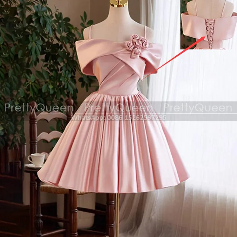 A Line Short Bridesmaid Dresses Flower Spaghetti Off Shoulder Customized Short Sleeves Mini Wedding Party Dress
A Line Short Bridesmaid Dresses Flower Spaghetti Off Shoulder Customized Short Sleeves Mini Wedding Party Dress