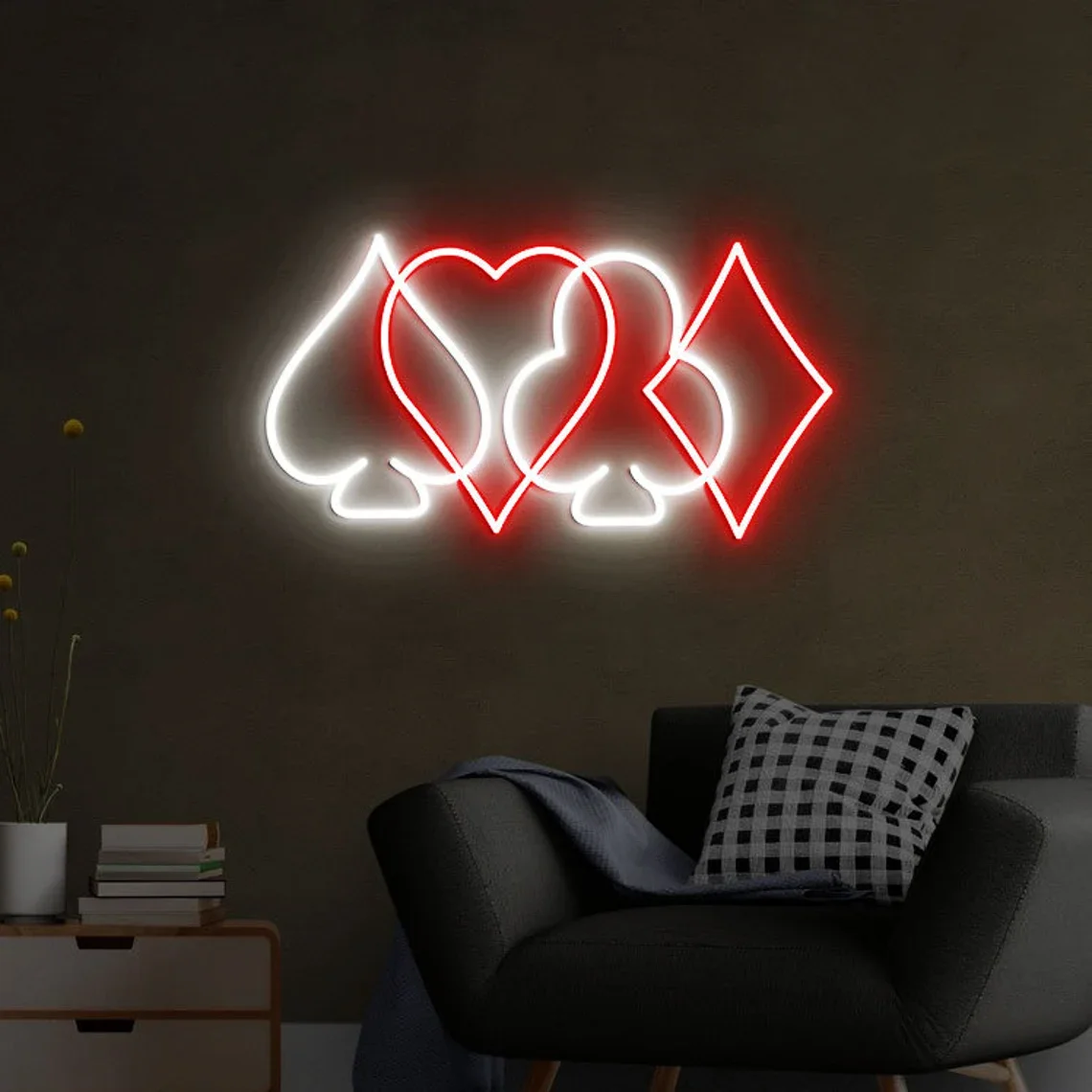 Card Suits Neon Sign Poker Bedroom Neon Sign Black Red Plum Blossom Flower Neon Sign Poker Wall Decor Gaming Room Bar Wall Decor
Card Suits Neon Sign Poker Bedroom Neon Sign Black Red Plum Blossom Flower Neon Sign Poker Wall Decor Gaming Room Bar Wall Decor