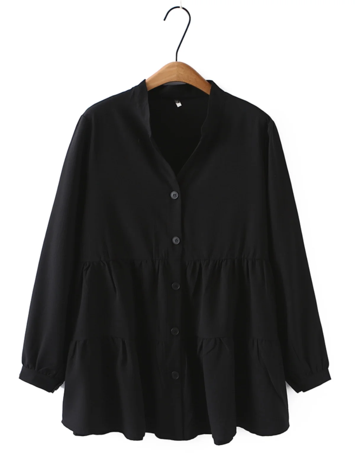 Black V-Neck Long Sleeve Shirt Korean Style Casual Fashion plus Size Conceal Meat Slimming Middle Length Doll Shirt
Black V-Neck Long Sleeve Shirt Korean Style Casual Fashion plus Size Conceal Meat Slimming Middle Length Doll Shirt