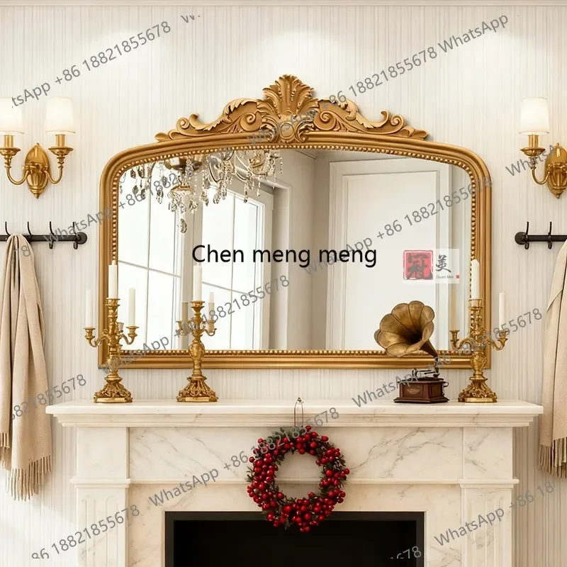 French fireplace above decorative mirror wall hanging bathroom mirror European retro entrance cosmetic mirror
French fireplace above decorative mirror wall hanging bathroom mirror European retro entrance cosmetic mirror