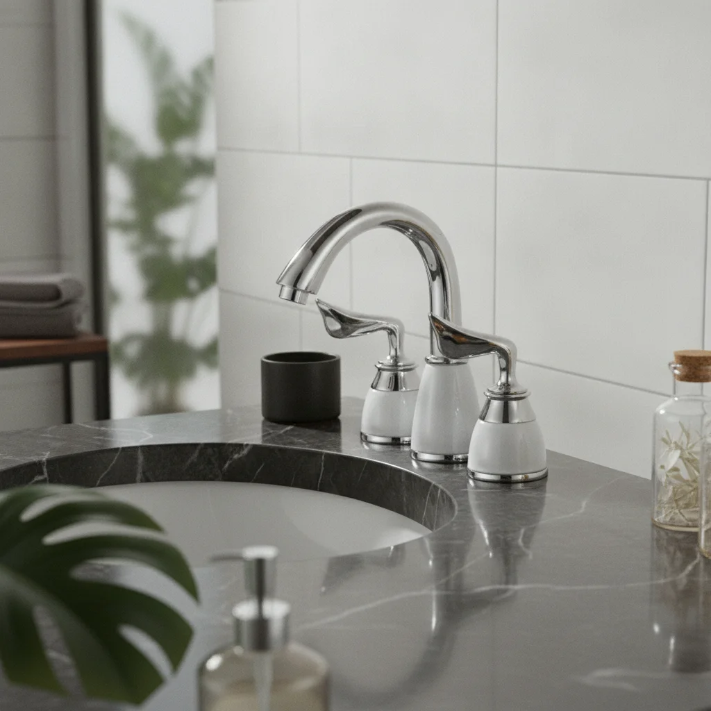 Bathroom Faucet with Supply Hoses Antique-Style Three-Hole Faucet Tap Ceramic Hardware Stylish for Washbasin
Bathroom Faucet with Supply Hoses Antique-Style Three-Hole Faucet Tap Ceramic Hardware Stylish for Washbasin