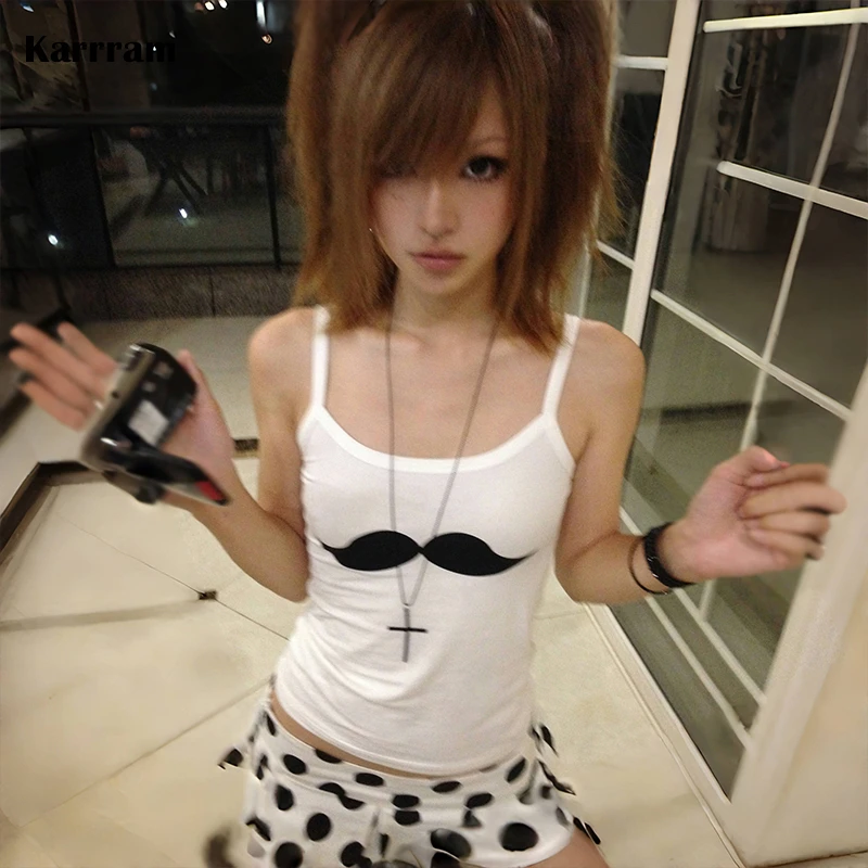 Karrram Japanese Y2k Beard Print Tank Top Trashy 2000s Style White Camisole Vintage Harajuku Cami Tops American Retro Crop Top
Karrram Japanese Y2k Beard Print Tank Top Trashy 2000s Style White Camisole Vintage Harajuku Cami Tops American Retro Crop Top