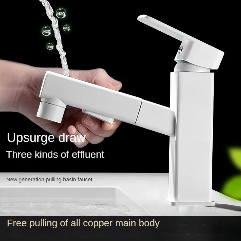 White pull-out faucet, bathroom cabinet, single hole sink, sink, wash basin, cold and hot faucet
White pull-out faucet, bathroom cabinet, single hole sink, sink, wash basin, cold and hot faucet