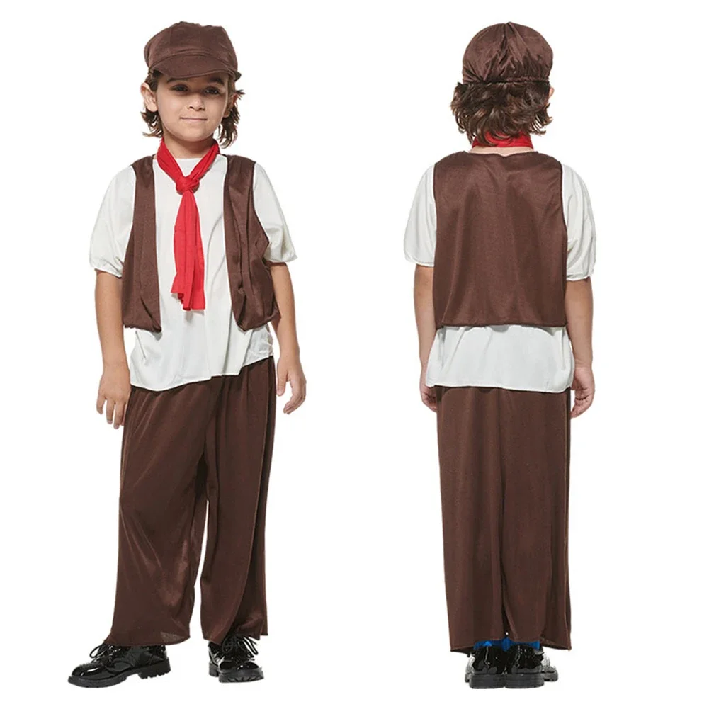 Kids Vintage Poor Boy Costume Medieval Newsboy Cosplay Clothing Children Halloween Party Drama Performance Roleplay Costumes
Kids Vintage Poor Boy Costume Medieval Newsboy Cosplay Clothing Children Halloween Party Drama Performance Roleplay Costumes