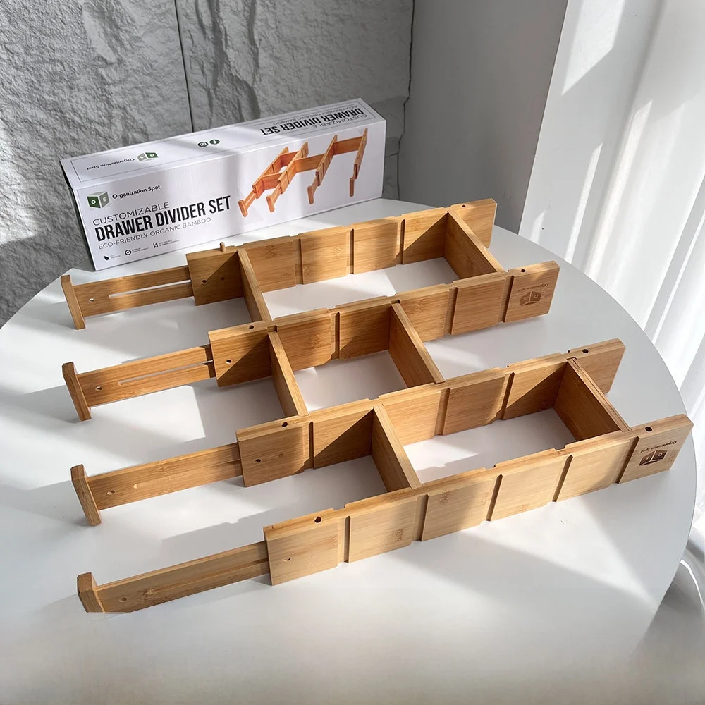 Free Combination Expandable Bamboo Der Dividers Set for Underwear Storage Organization Kitchen Utensils Separators
Free Combination Expandable Bamboo Der Dividers Set for Underwear Storage Organization Kitchen Utensils Separators