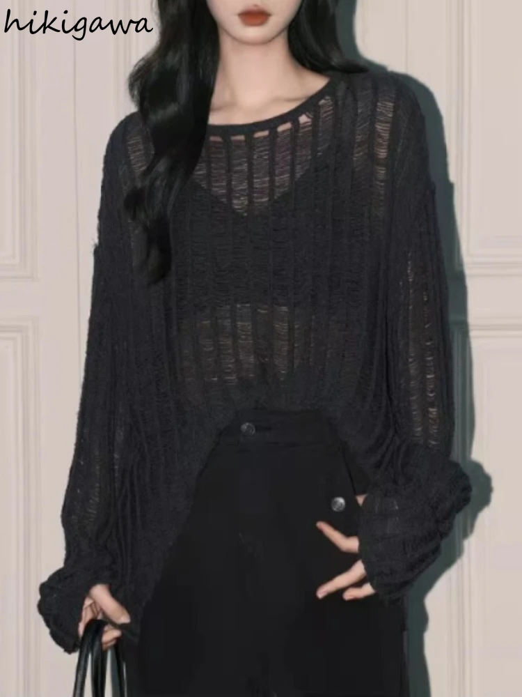 Korean Jumper Streetwear Sweater Women's Clothing Long Sleeve Casual Fashion Pull Femme Thin Sexy Knitted Pullovers Y2k Tops
Korean Jumper Streetwear Sweater Women's Clothing Long Sleeve Casual Fashion Pull Femme Thin Sexy Knitted Pullovers Y2k Tops