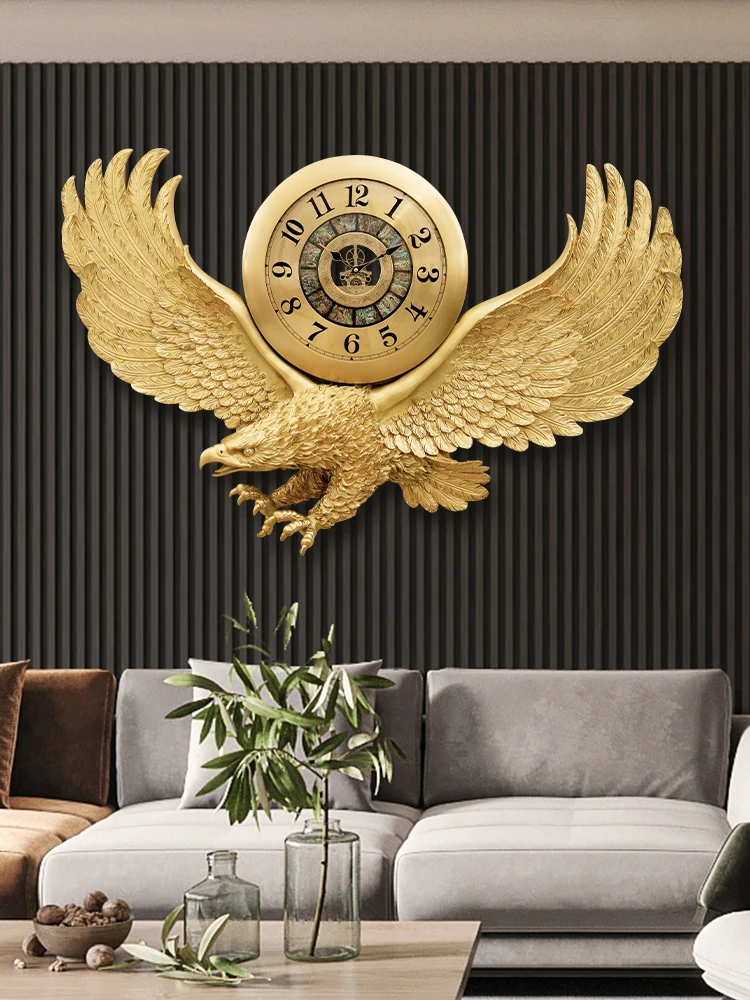 European entrance light luxury clock wall clock living room Creative eagle clock wall art high-grade brass wall watch
European entrance light luxury clock wall clock living room Creative eagle clock wall art high-grade brass wall watch