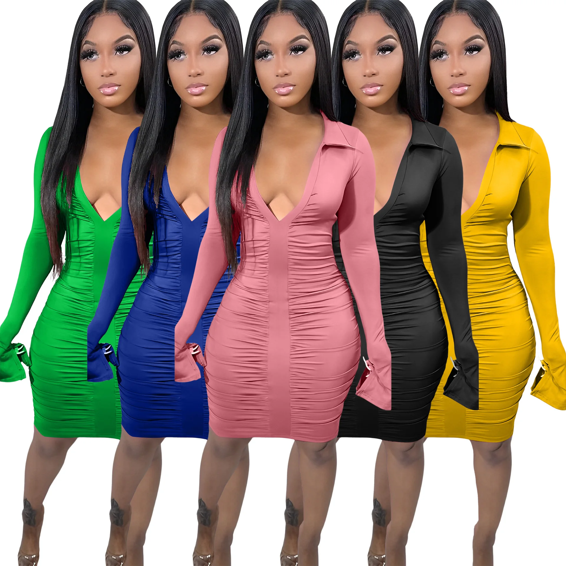 Women's Dress Deep V Neck Long Sleeve Spring Summer 2023 Fashion Pleated Mini Bag Hip Skirt Club Party Birthday Dress
Women's Dress Deep V Neck Long Sleeve Spring Summer 2023 Fashion Pleated Mini Bag Hip Skirt Club Party Birthday Dress