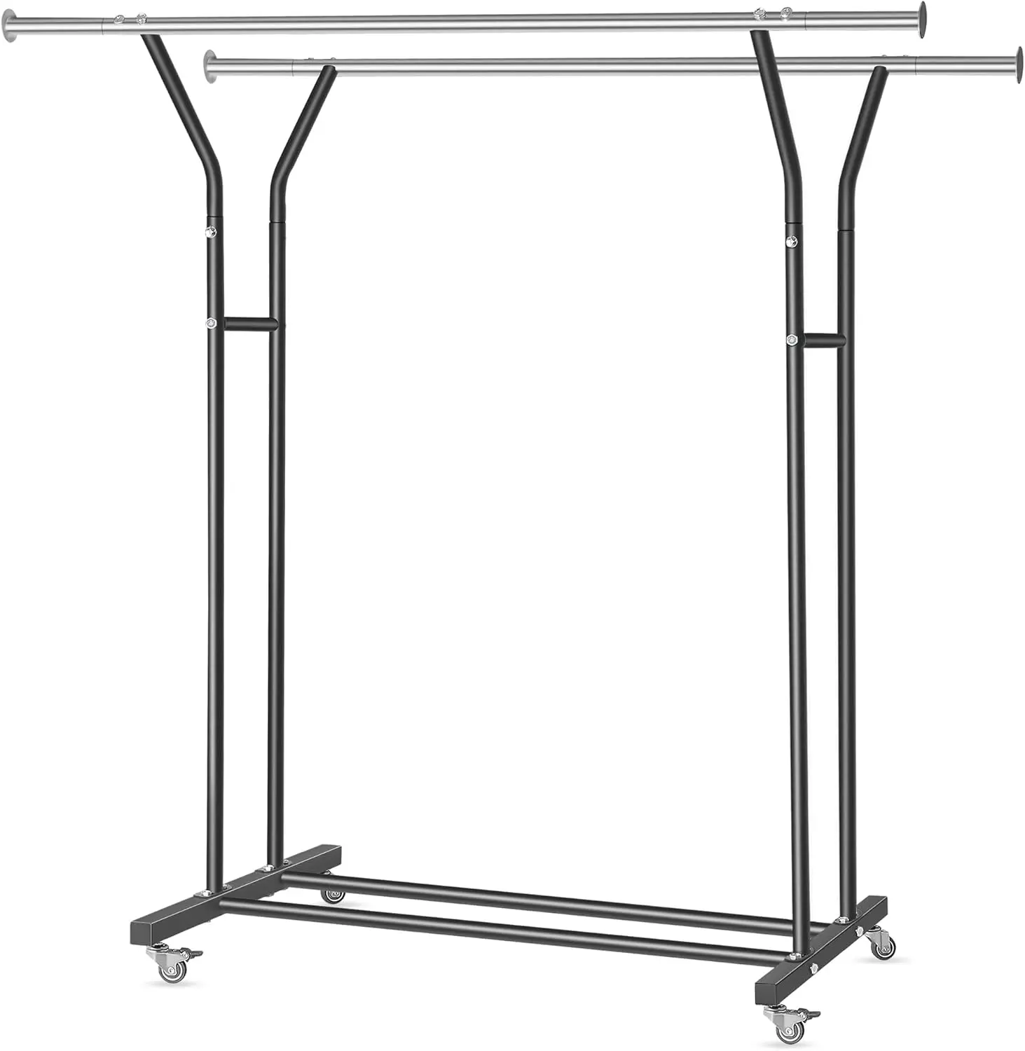 Heavy Duty Metal Clothing Rack with Wheels and Shelf, 52.36" Double Rod for Hanging Clothes, Coats, Dresses, Black
Heavy Duty Metal Clothing Rack with Wheels and Shelf, 52.36" Double Rod for Hanging Clothes, Coats, Dresses, Black