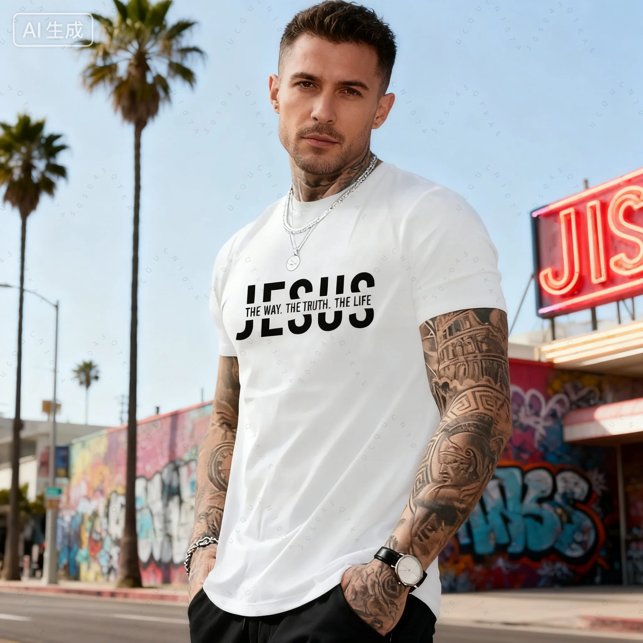Men's Summer Cotton Casual Loose Fit Jesus Way Truth Life Letter Printed O'neck Short Sleeved T-Shirt Top Autumn Winter Interior
Men's Summer Cotton Casual Loose Fit Jesus Way Truth Life Letter Printed O'neck Short Sleeved T-Shirt Top Autumn Winter Interior