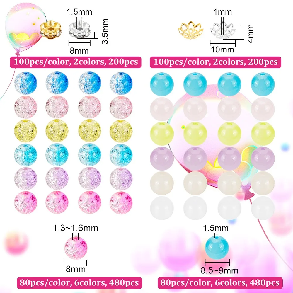DIY Beads Jewelry Making Finding Kit Including Glass Round Iron Rhinestone Spacer Beads Iron Fancy Bead Caps Mixed Color
DIY Beads Jewelry Making Finding Kit Including Glass Round Iron Rhinestone Spacer Beads Iron Fancy Bead Caps Mixed Color