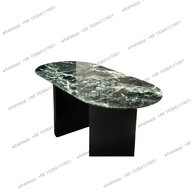 Green natural luxury stone dining table oval Italian light luxury high-end marble dining table
Green natural luxury stone dining table oval Italian light luxury high-end marble dining table