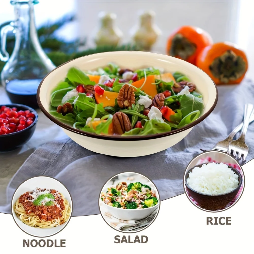 3pcs Enamel Fruit Bowl Set, 26CM/10.2inch Retro Thickened Mixing Basin, Food Safe Kitchen Washbasin for Fruit Serving, Salad Mixing
3pcs Enamel Fruit Bowl Set, 26CM/10.2inch Retro Thickened Mixing Basin, Food Safe Kitchen Washbasin for Fruit Serving, Salad Mixing