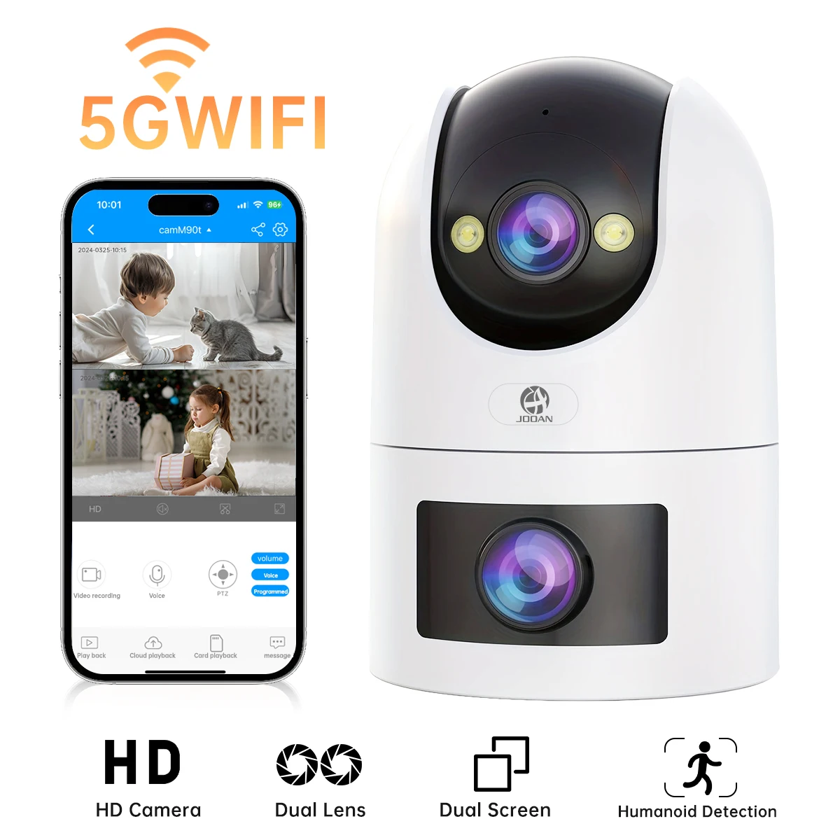 JOOAN 3MP PTZ WiFi Camera Outdoor Dual Screen Auto Tracking IP Camera Color Night Vision Waterproof Security Protection Camera
JOOAN 3MP PTZ WiFi Camera Outdoor Dual Screen Auto Tracking IP Camera Color Night Vision Waterproof Security Protection Camera