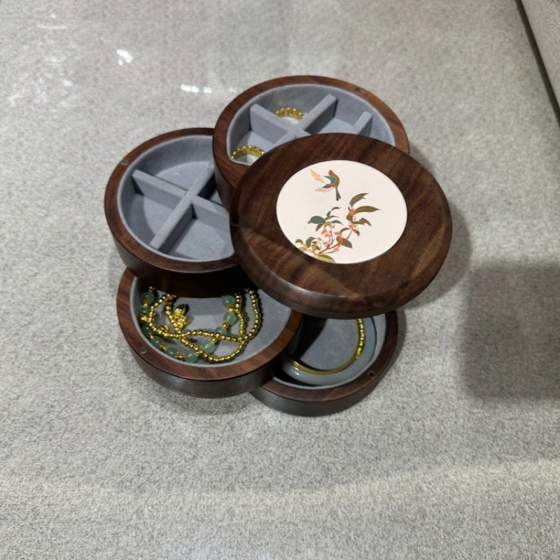 Black Walnut Jewelry Box Necklace Earrings Bracelet Display Case Chinese Retro Rotate Ring Storage Boxes Holiday Gifts Supplies
Black Walnut Jewelry Box Necklace Earrings Bracelet Display Case Chinese Retro Rotate Ring Storage Boxes Holiday Gifts Supplies