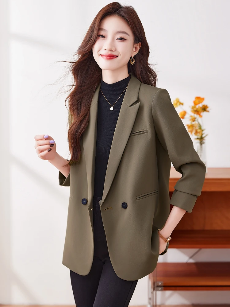 Café Brown Women's Suit Jacket Casual Loose Korean Style Autumn New Arrival Fashionable Commute Wind Long Sleeve Double Button
Café Brown Women's Suit Jacket Casual Loose Korean Style Autumn New Arrival Fashionable Commute Wind Long Sleeve Double Button