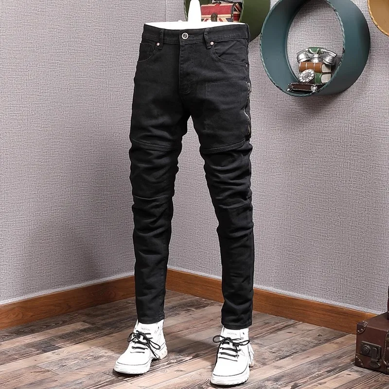 Casual Designer Fashion Men Jeans Black Stretch Slim Fit Zipper Pocket Spliced Vintage Jeans Men Leisure Y2K Denim Pants Hombre
Casual Designer Fashion Men Jeans Black Stretch Slim Fit Zipper Pocket Spliced Vintage Jeans Men Leisure Y2K Denim Pants Hombre