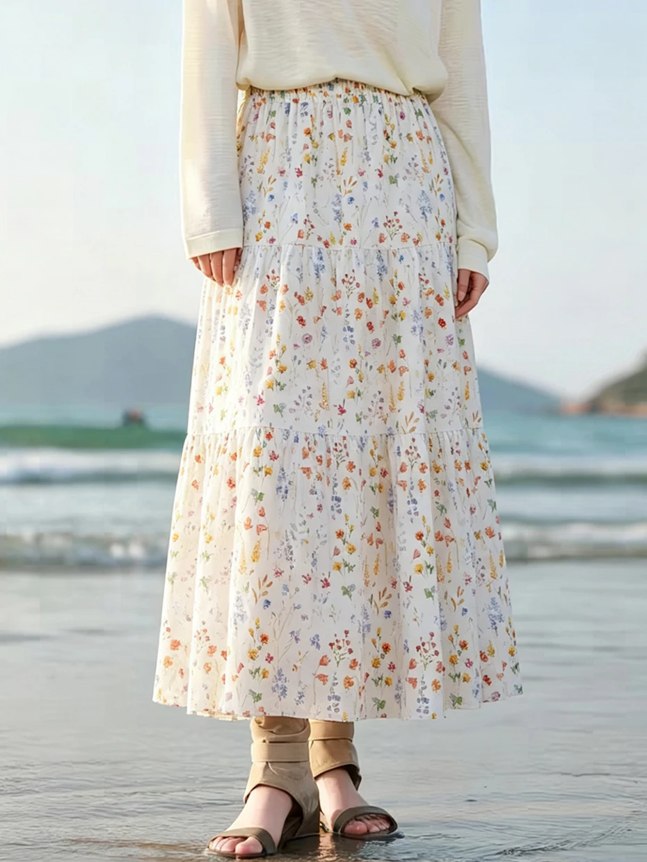 Floral Chiffon Long Half Skirt Women's A-Line Pleated Gown Summer 2026 New Fairy Tale Style High Waist Loose Fit Daily Wear
Floral Chiffon Long Half Skirt Women's A-Line Pleated Gown Summer 2026 New Fairy Tale Style High Waist Loose Fit Daily Wear