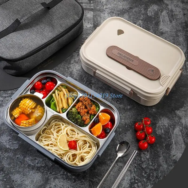 N5KC Large Capacity Thermal Lunch Box with Soup Bowl And Cutlery 6 Compartment Stainless Steel Double Layer Container
N5KC Large Capacity Thermal Lunch Box with Soup Bowl And Cutlery 6 Compartment Stainless Steel Double Layer Container