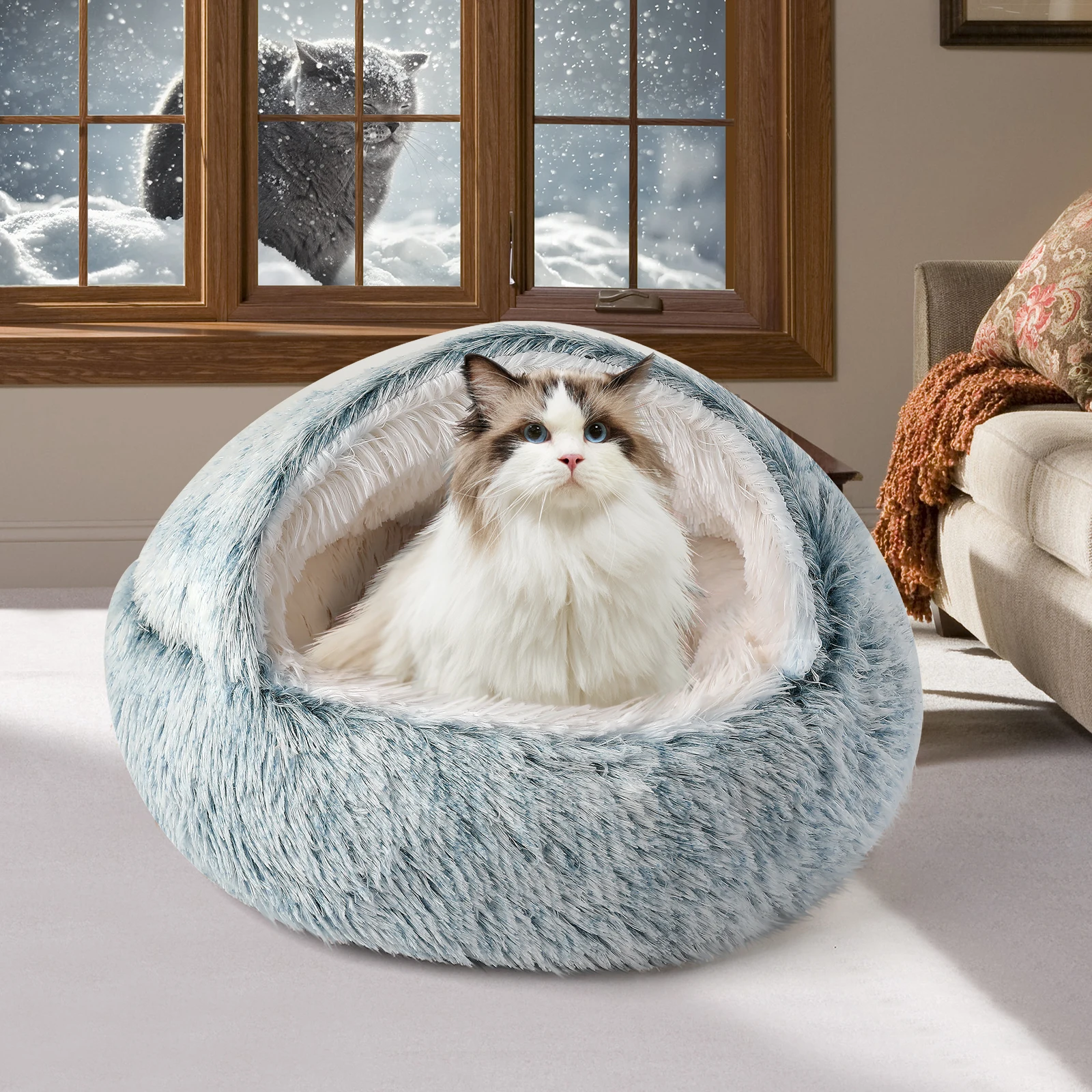 CATISM 50Cm/ 19.69Inch Cat Bed Dog bed, Plush Hooded Cat Beds for Indoor Cats, Calming Cat Nest, Self Warming Cat Bed Cave, Cozy
CATISM 50Cm/ 19.69Inch Cat Bed Dog bed, Plush Hooded Cat Beds for Indoor Cats, Calming Cat Nest, Self Warming Cat Bed Cave, Cozy