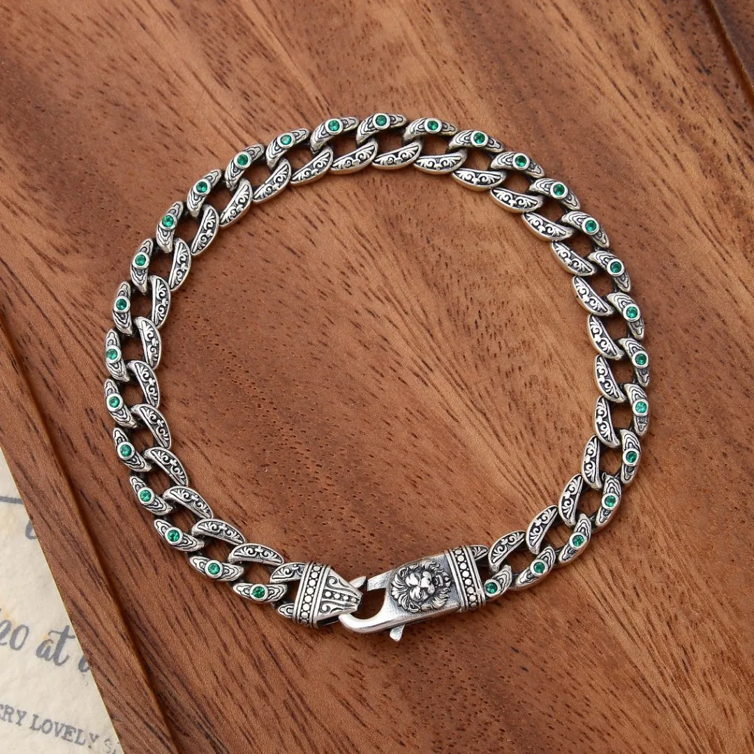 S925 pure silver personalized diamond studded men's necklace bracelet, width 8m, lion head creative design, trendy hip-hop style
S925 pure silver personalized diamond studded men's necklace bracelet, width 8m, lion head creative design, trendy hip-hop style