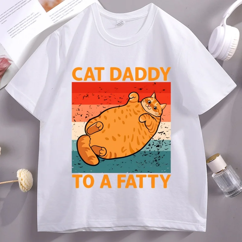 Cat Daddy To A Fatty Funny T-Shirt Fathers Cat Lover Tee Retro Cotton Short Sleeve T-shirt Streetwear Round Neck Breathable Top
Cat Daddy To A Fatty Funny T-Shirt Fathers Cat Lover Tee Retro Cotton Short Sleeve T-shirt Streetwear Round Neck Breathable Top