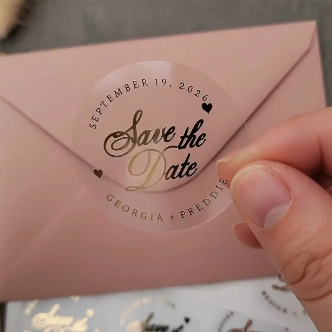 Personalized Clear Wedding Stickers with Custom Initials, Gold Foil Monogram Envelope Seals, Transparent Wedding Labels for Favo
Personalized Clear Wedding Stickers with Custom Initials, Gold Foil Monogram Envelope Seals, Transparent Wedding Labels for Favo